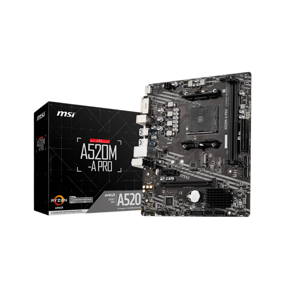 MSI A520M-A PRO - Motherboard - Micro ATX - Socket AM4 - PCIe 3.0 - 7C96-001R