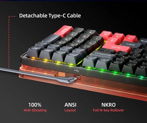 Machenike K500-B87 White/Blue Wired Gaming Keyboard 87 Blue Switch Keys (copy)