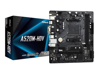 ASRock A520M-HDV - motherboard - micro ATX - Socket AM4 - AMD A520 - 90-MXBE50-A0UAYZ