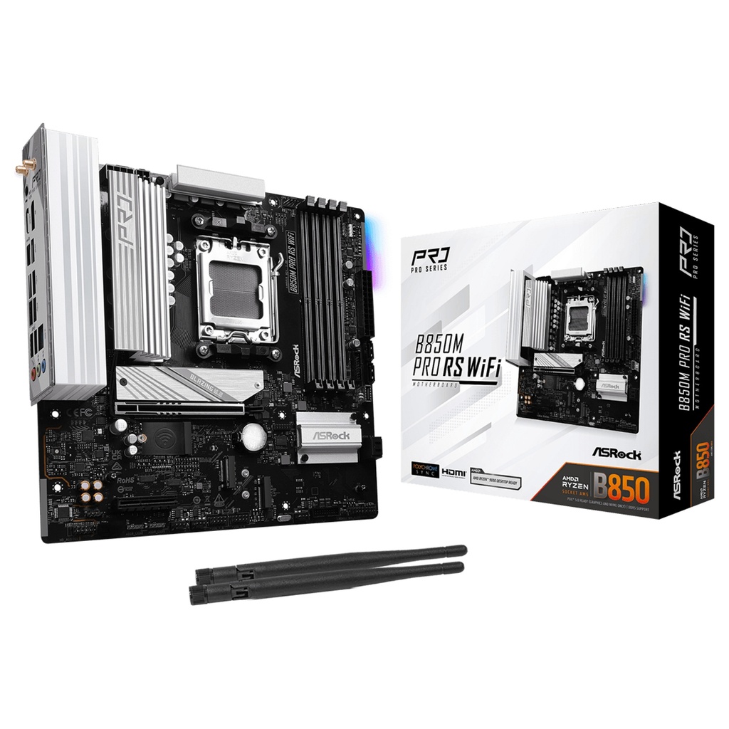 ASROCK B850M Pro RS WiFi - motherboard - micro ATX - Socket AM5 - AMD B850 · 90-MXBR70-A0UAYZ