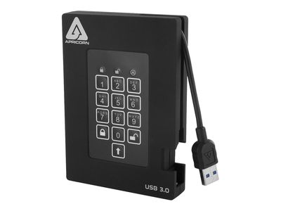 Apricorn SSD Hard Drive A25-3PL256-S1000F - 1TB - USB 3.0 - Black - A25-3PL256-S1000F