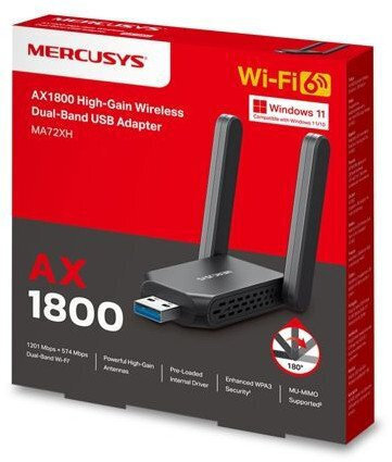 Mercusys High-Gain Wirelss Dual-Ban USB Adapter - AX1800 - MA72XH
