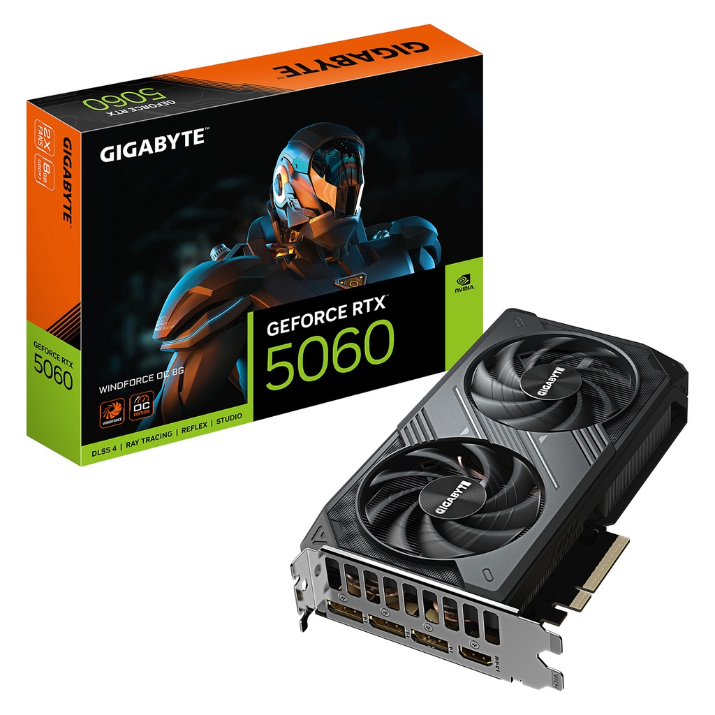 RTX 5060 8GB Gigabyte WINDFORCE OC GDDR7 · GV-N5060WF2OC-8GD
