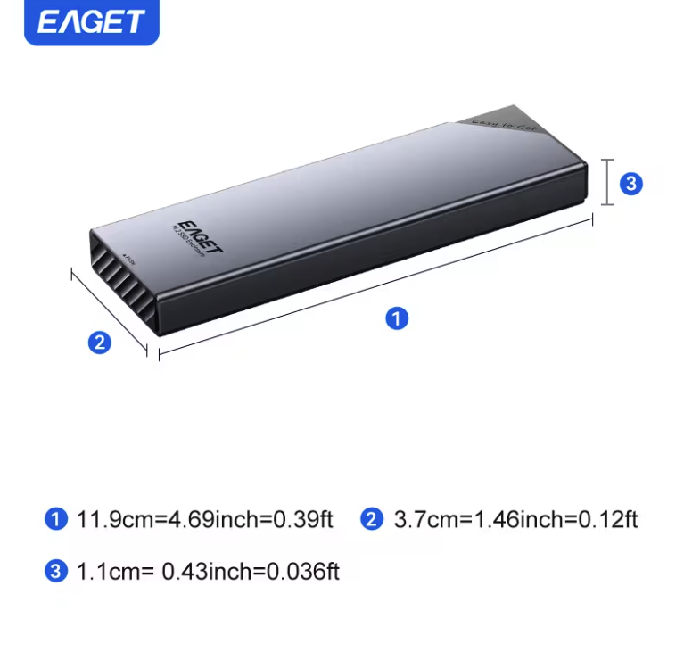 EAGET M.2 SSD Enclosure 10Gbps - Silver