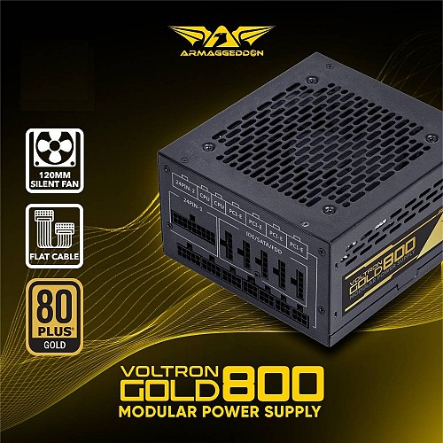 Armaggeddon VOLTRON GOLD 800 Gaming PSU 800W Modular & Certified 80+ Black