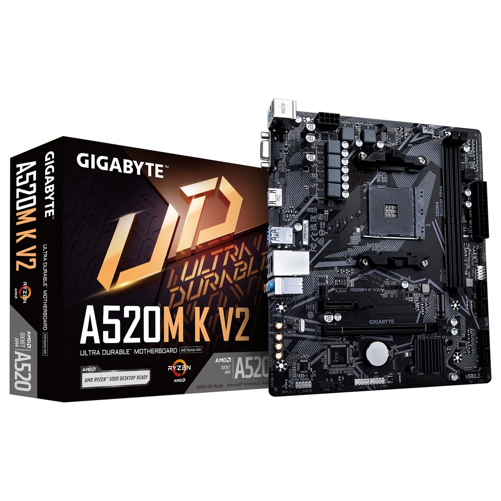 GIGABYTE Motherboard A520M K V2 - Socket AMD AM4 - AMD A520