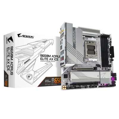 GIGABYTE Motherboard B650M AORUS ELITE AX ICE - Micro ATX - Socket AM5 - AMD B650 - B650M A ELITE AX ICE