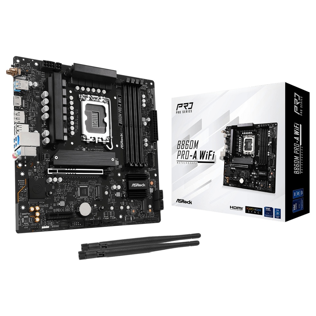 ASROCK B860M Pro-A WiFi - motherboard - micro ATX - LGA1851 Socket - B860 · 90-MXBRS0-A0UAYZ