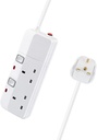 Power Extension UK Plugs - Switch and LED - 2Way 5m