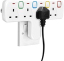 T-Shape Power Extension UK Plugs - Switch and LED - 4Way